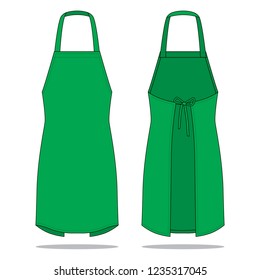 Blank Green Apron Vector for Template.Front And Back View.