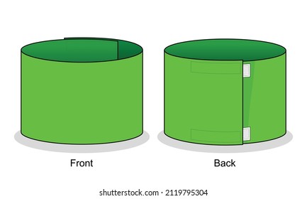 Blank Green Armband Captain Template on White Background.
Front and Back View, Vector File.