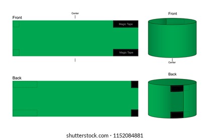 Blank Green Armband Pattern Template on White Background.
Front and Back View, Vector File.