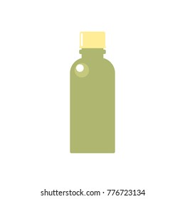 Blank green bottle with yellow cap in flat design