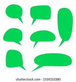blank green cartoon speech bubbles set isolated on white background. vector illustration