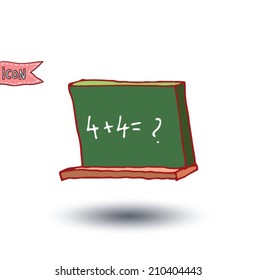 Blank green chalkboard, Back to school, icons, vector illustration.