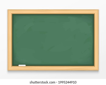 Blank green chalkboard with wooden frame, vector eps10 illustration