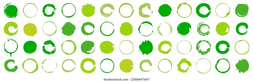 Blank green circle design element for vegan, bio, natural. Green blank circle label. Set of green logo stamp
