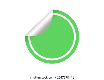 Blank green circle sticker on a white background vector.
