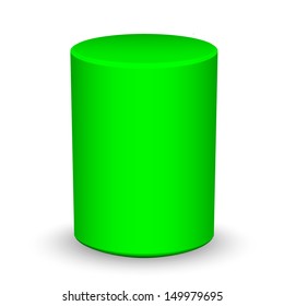 Blank green cylinder on white background 
