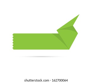 The blank green folded label with perforation / The folded label with perforation / The label