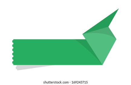The blank green folded label / The blank folded tag / The label