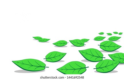 Blank green leaf vector illustration.