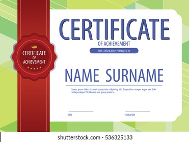 Blank Green Modern Certified Border Template With Red Ribbon Vector Illustration