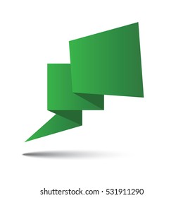 Blank green origami banner . Vector illustration .