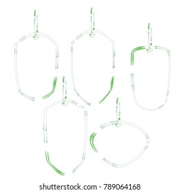 blank green outline price label sale tag set isolated