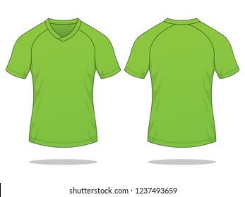 Blank Green Raglan Soccer Jersey Template On White Background.
Front and Back View, Vector File.