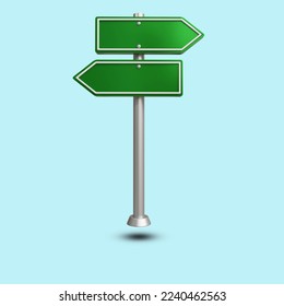 Blank green road sign 3d render design