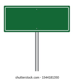 Blank green road sign or Empty traffic vector illustration