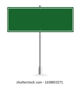 Blank green road sign or Empty traffic vector illustration