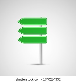 Blank green road sign or Empty traffic signs isolated on white background