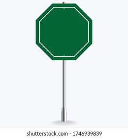 Blank green road sign or Empty traffic vector illustration