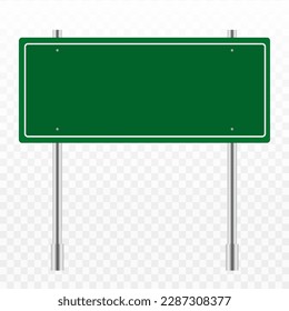 Señal de ruta verde en blanco o Tráfico vacío aislado en transparente. ilustración vectorial