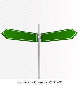 Blank green road sign isolated. Vector illustration