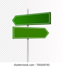 Blank green road sign isolated. Vector illustration