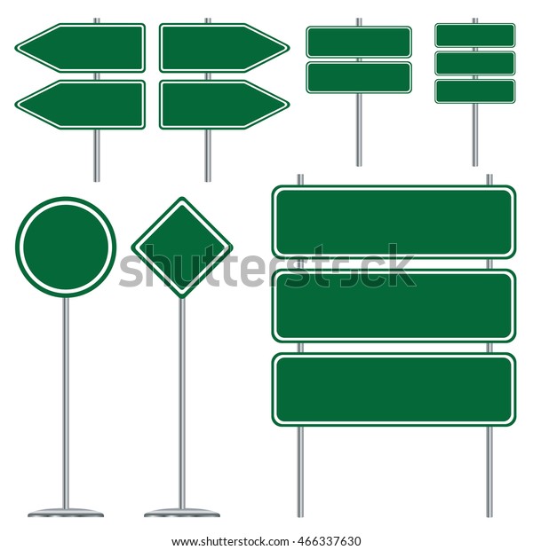 Blank Green Road Sign On White Stock Vector (royalty Free) 466337630 