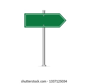 Blank green road sign. Vector illustration.