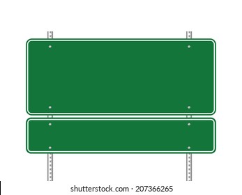 Blank green road sign vector illustration