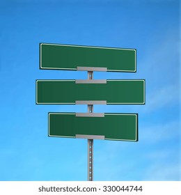 Blank Green Road Sign. Vector Illustration