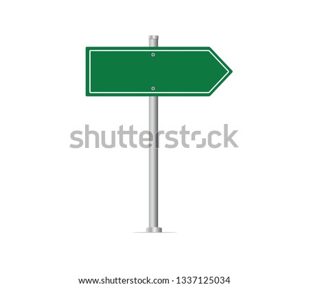 Blank green road sign. Vector illustration.