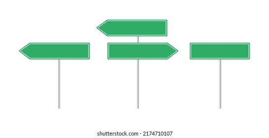 blank green road signs. Vector illustration. stock image.
