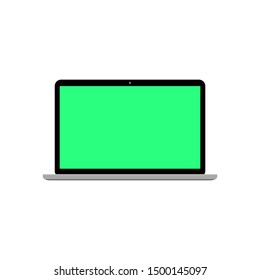 blank green screen laptop computer isolated on white background. vector illustration