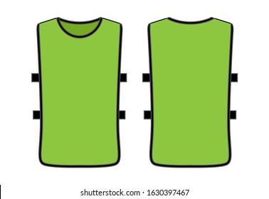 Blank Green Soccer Football Training Vest Template on White Background.Front and Back View, Vector File