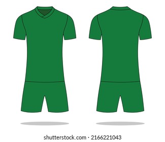 Blank Green Soccer Uniform Template On White Background.
Front And Back View, Vector File.