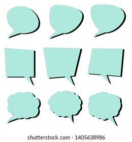 blank green speech bubbles set isolated on white background. vector illustration