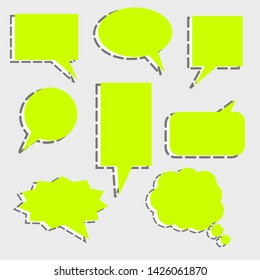 blank green speech bubbles set with diffrent shape  on grey background. vector illustration