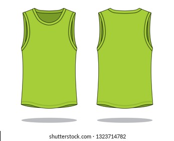 Blank Green Tank Top Template
On White Background.Front and Back View, Vector File