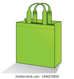 Blank Green Tote Bag Template Vector on White Background, Perspective View.