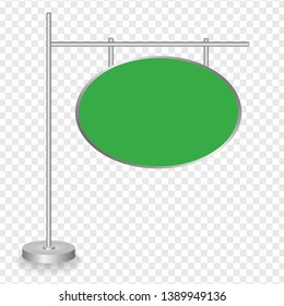 Blank green traffic road sign on transparent background. Vector illustration