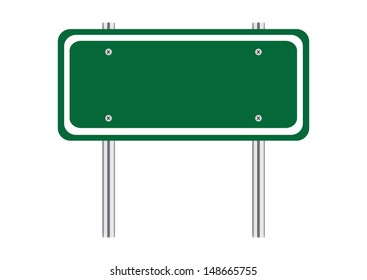 Blank Green Traffic Road Sign on White. Vector