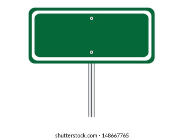Blank Green Traffic Road Sign on White. Vector