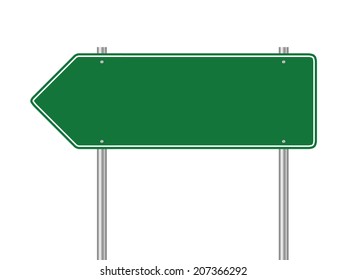 Blank green traffic road sign vector illustration