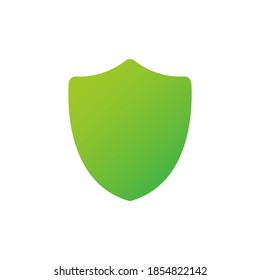 Blank green vector shield. Protection and security. Stock vector illustration isolated on white background.