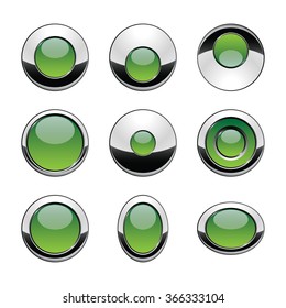 Blank green web buttons for website or app. Vector