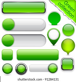 Blank green web buttons for website or app. Vector eps10.