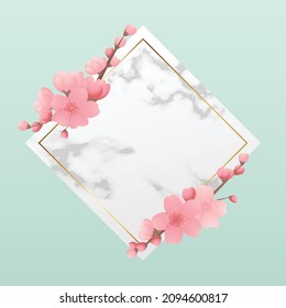 Blank greeting card space with cherry blossom decoration. Elegant vector design