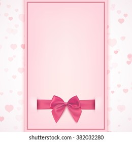 Blank greeting card template for baby girl shower celebration, birthday, or baby girl announcement card, Valentines day, Women's day, Mother's day. Vector illustration.