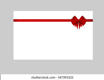Blank Greeting card white With Red Ribbon And A Bow
