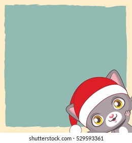 Blank greeting with cute cat in corner