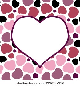 Blank for greetings, postcards, announcements, invitations. Heart on a romantic background. Vector image on a transparent background.